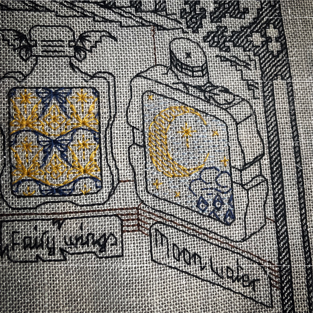 The Moonlit Market Blackwork Stitchalong