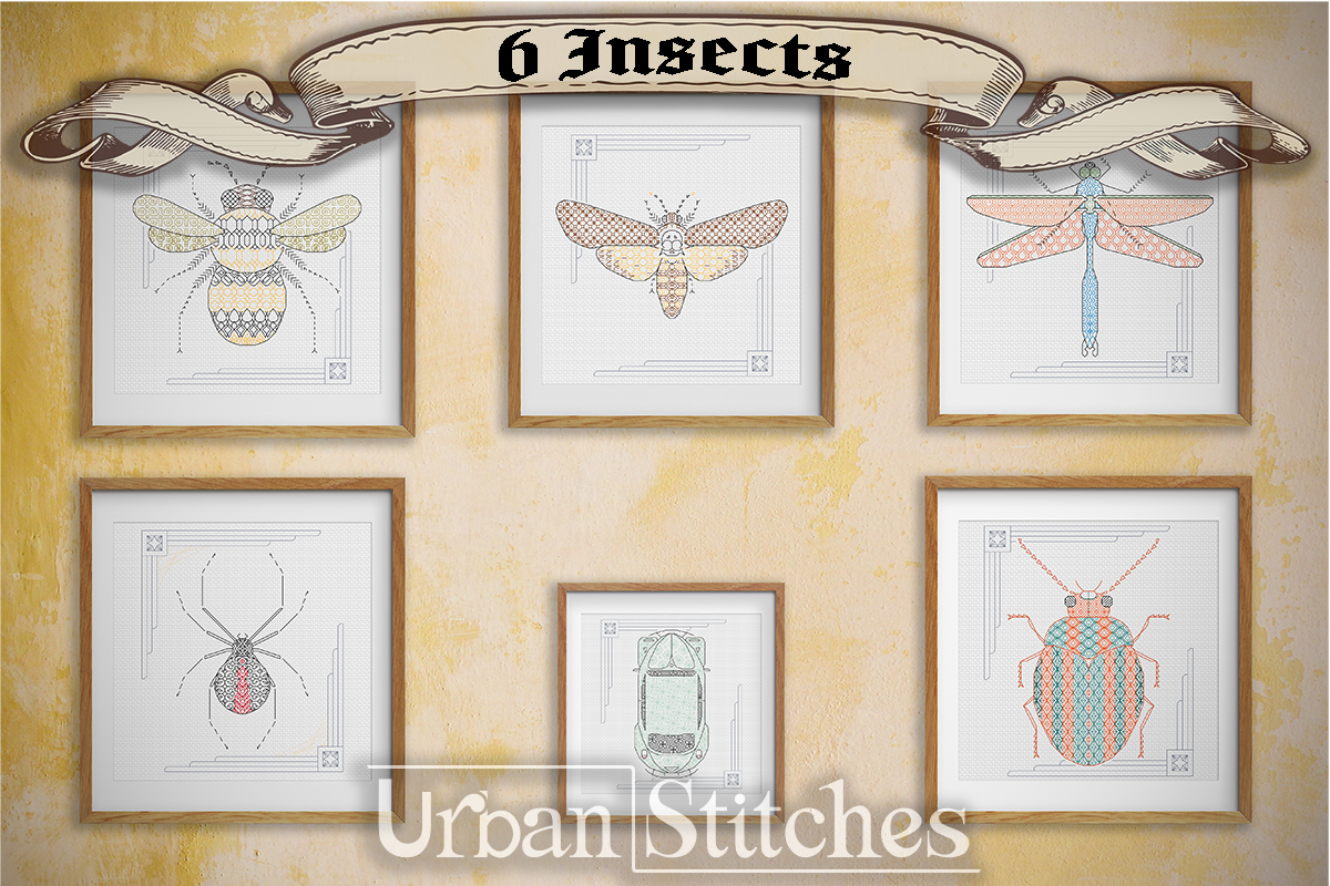 Collection of 6 insect blackwork series