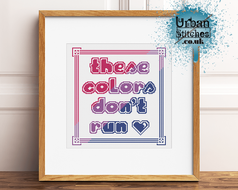 Bi pride LGBTQIA Flag Colours Cross Stitch pattern