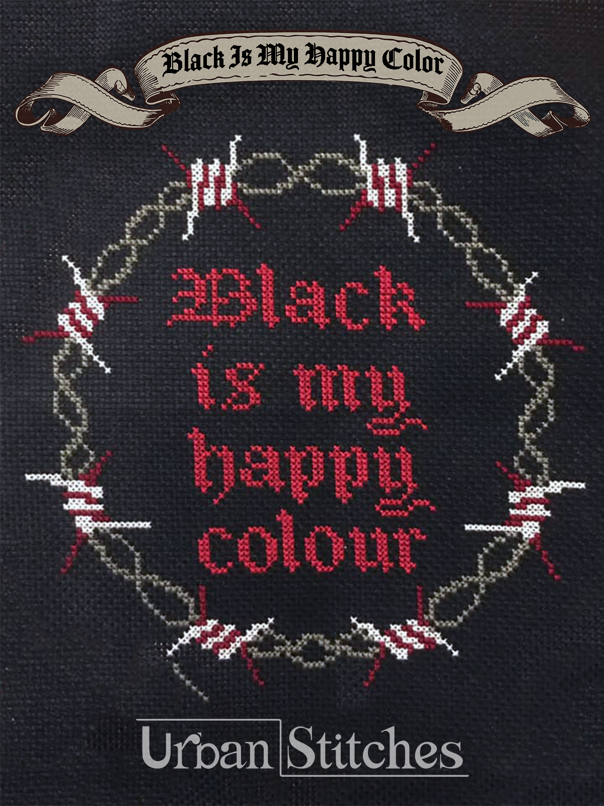 Black is my Happy Color gothic cross stitch
