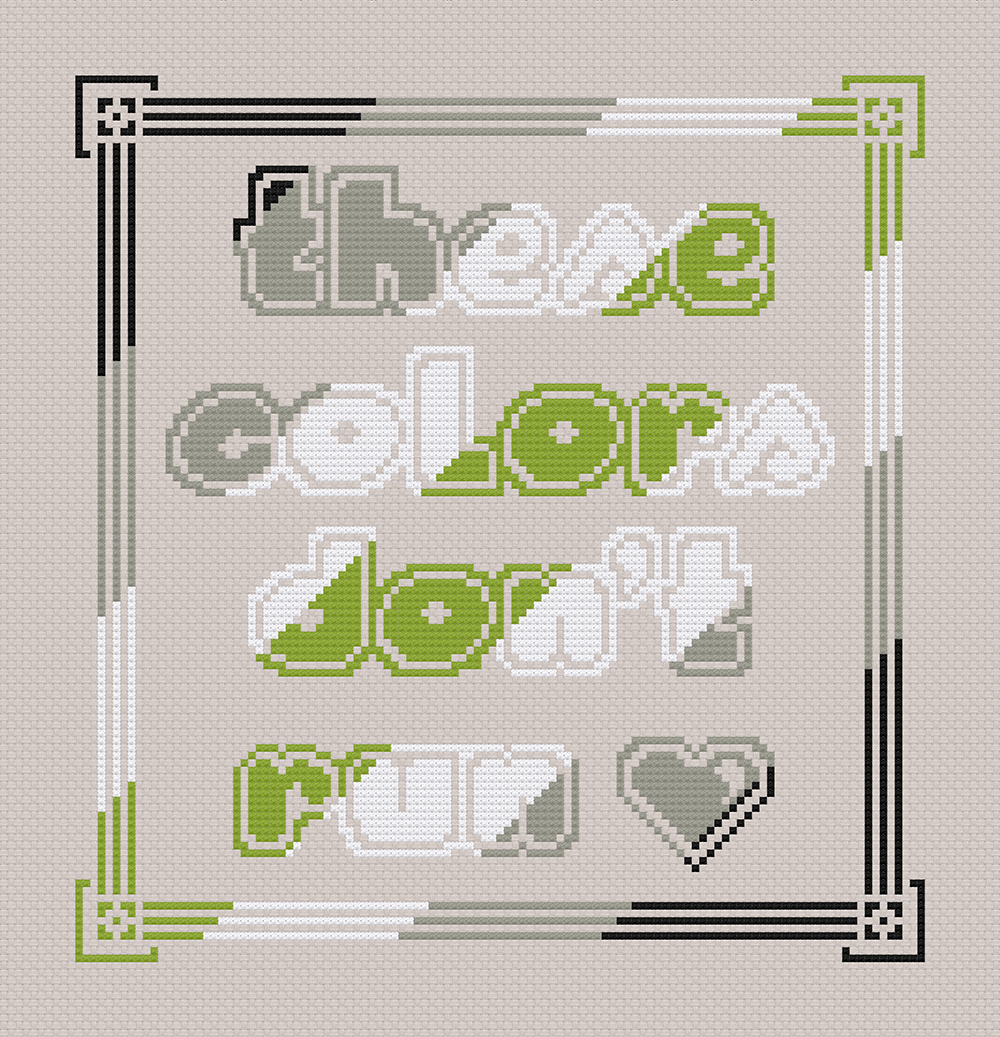 Agender pride LGBTQIA Flag Colours Cross Stitch pattern