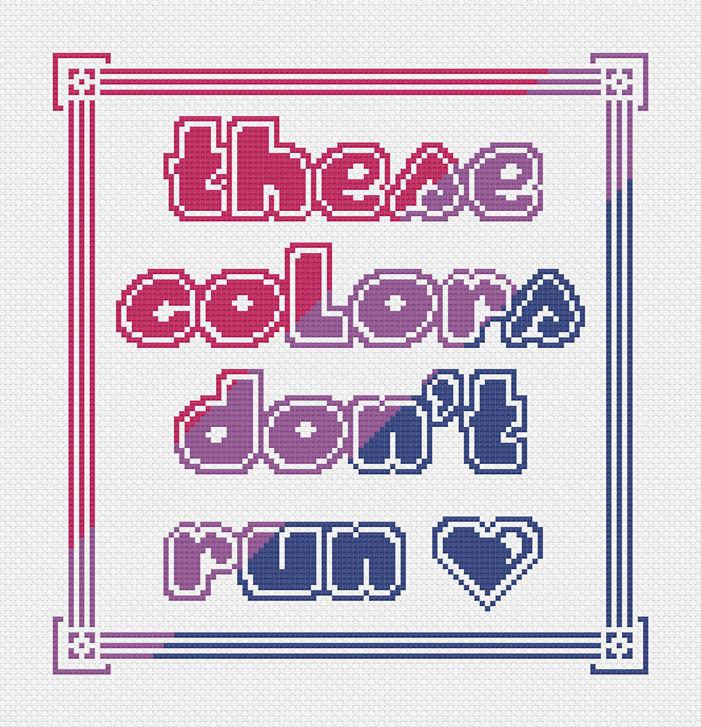 Bi pride LGBTQIA Flag Colours Cross Stitch pattern