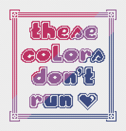 Bi pride LGBTQIA Flag Colours Cross Stitch pattern