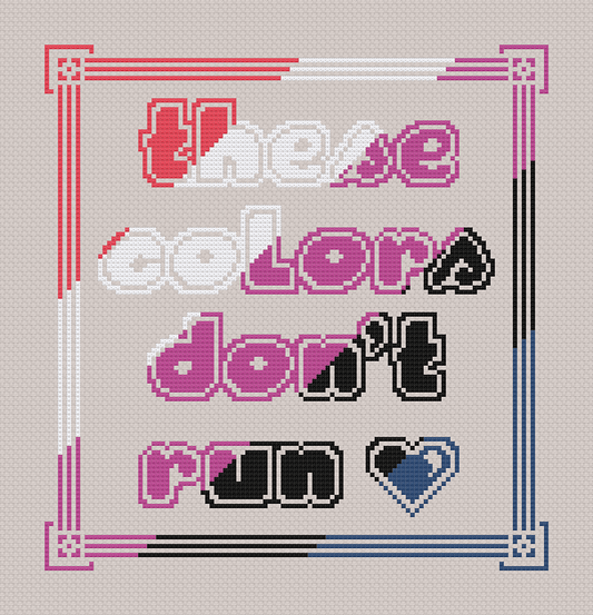 Gender fluid pride LGBTQIA Flag Colours Cross Stitch pattern