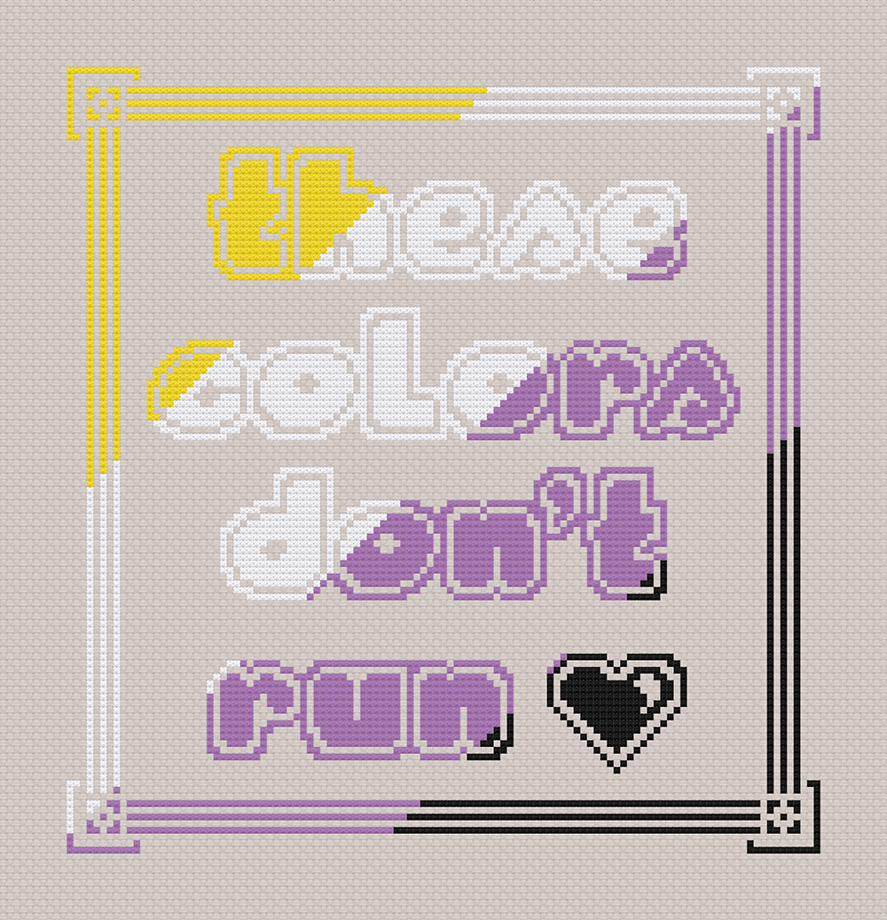 Enby pride LGBTQIA Flag Colours Cross Stitch pattern