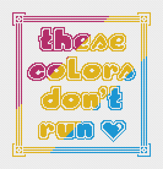 Pan pride LGBTQIA Flag Colours Cross Stitch pattern