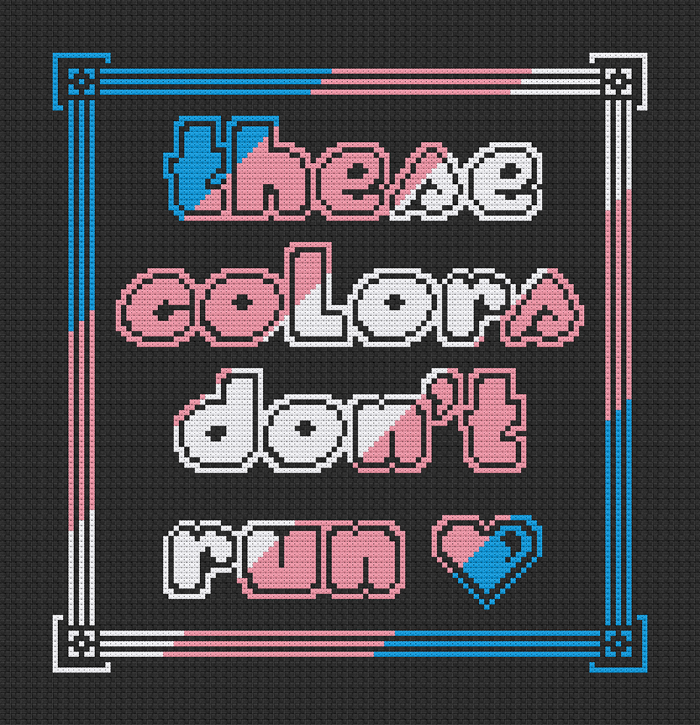 Trans pride LGBTQIA Flag Colours Cross Stitch pattern