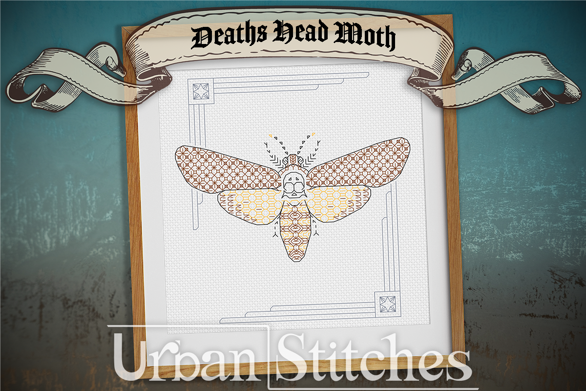Deaths Head Moth Blackwork