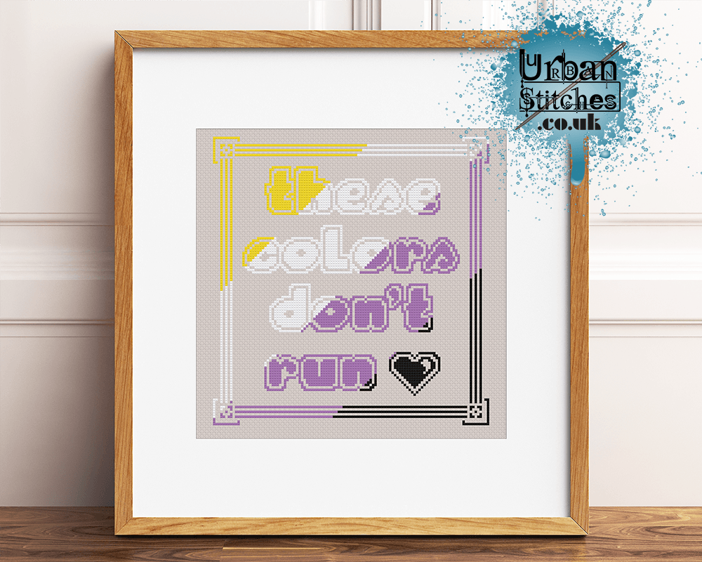 Enby pride LGBTQIA Flag Colours Cross Stitch pattern