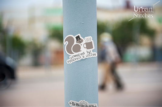 Powered By Squirrels & Coffee - sticker