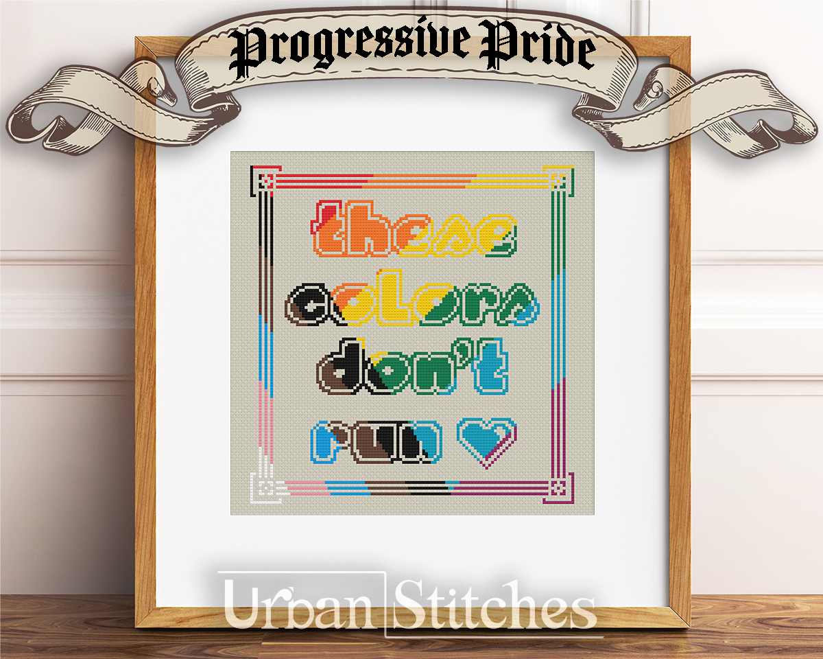 Progressive pride flag LGBTQ Cross Stitch
