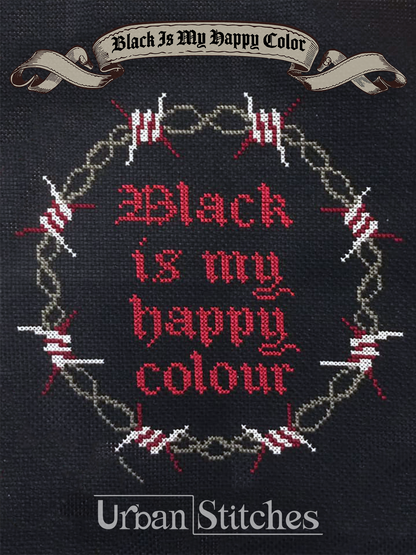 Black is my Happy Color gothic cross stitch
