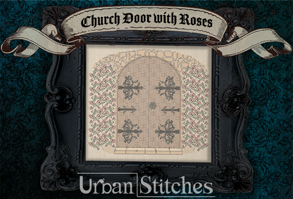 Church Door with Roses Blackwork