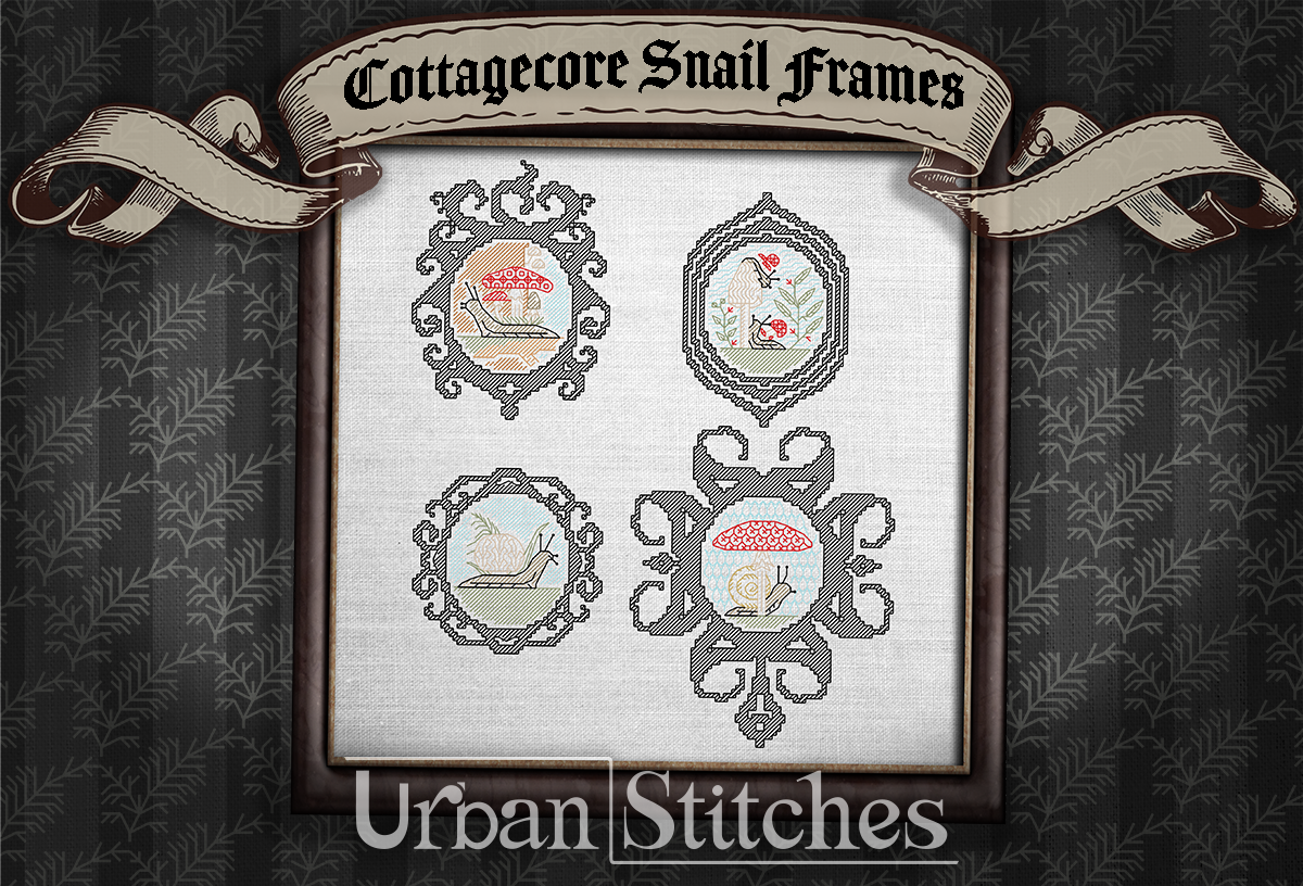 Snails Frame Cottagecore Snail Frames Blackwork – Urban Stitches