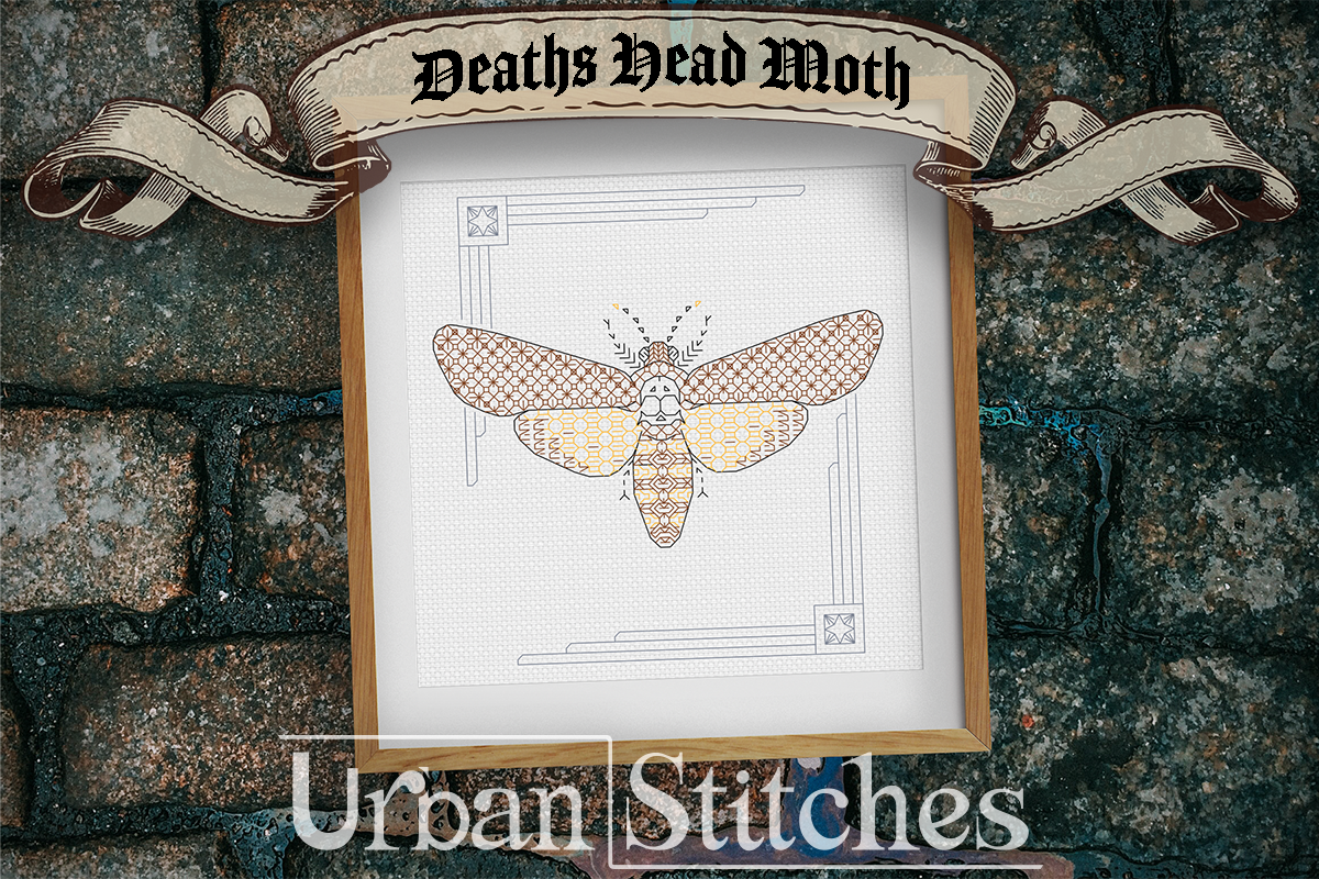 Deaths Head Moth Blackwork