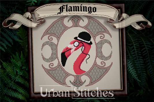 Flamingo Blackwork & Cross Stitch