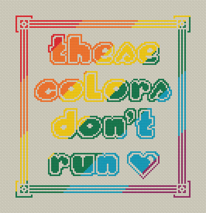 Gay pride LGBTQIA Flag Colours Cross Stitch pattern
