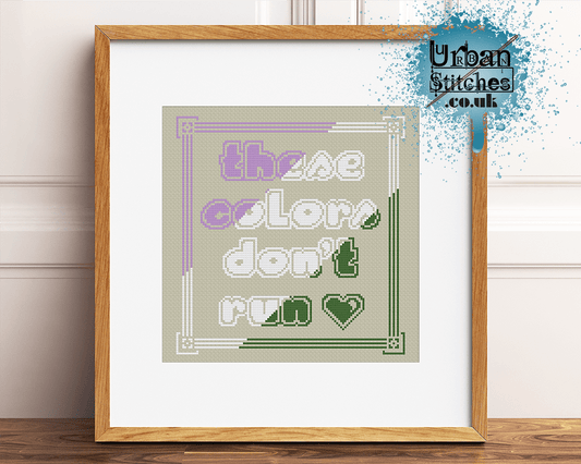 Gender queer pride LGBTQIA Flag Colours Cross Stitch pattern