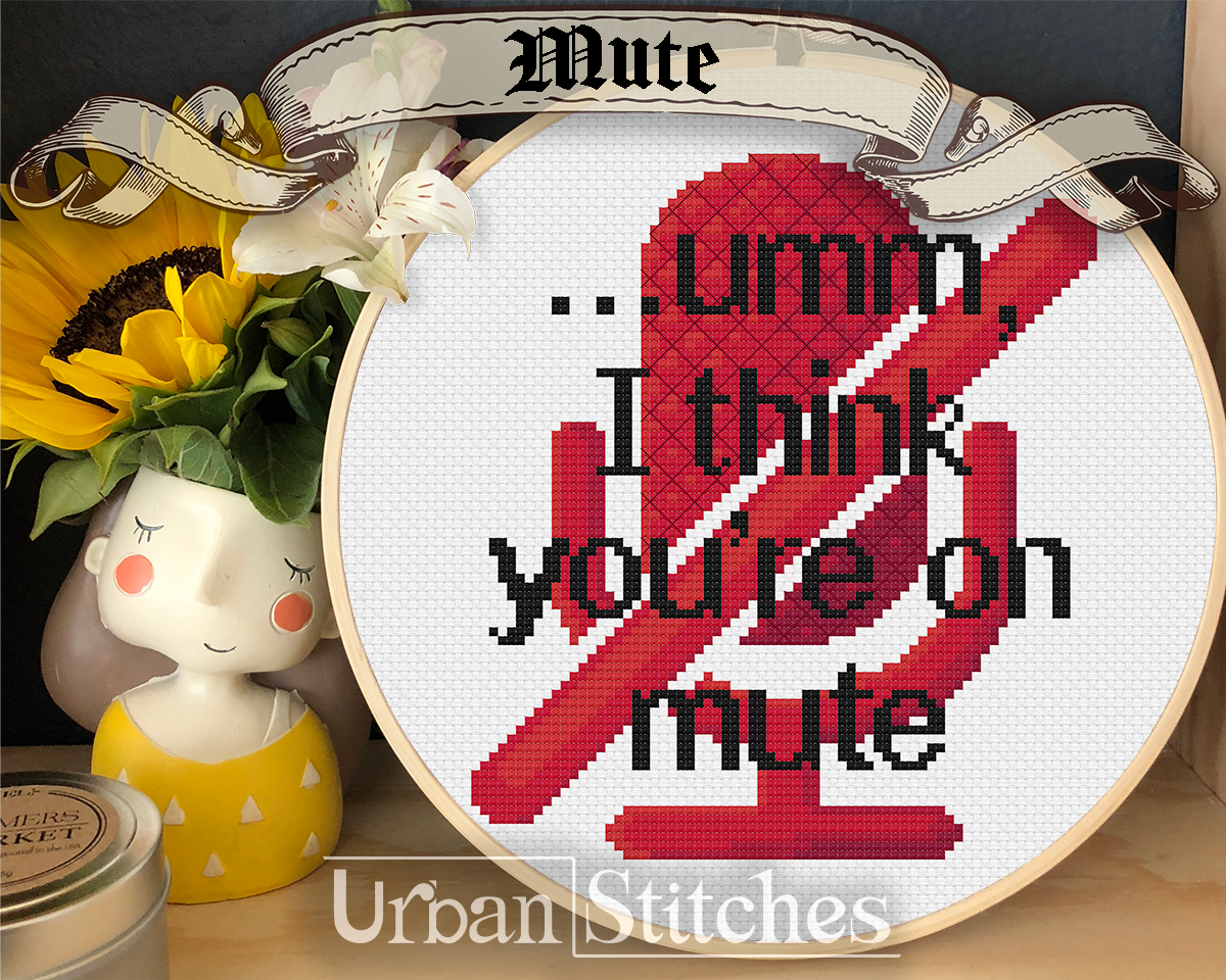 Mute lockdown cross stitch pattern