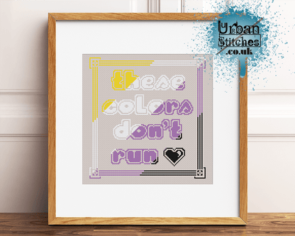Enby pride LGBTQIA Flag Colours Cross Stitch pattern