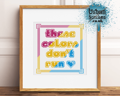 Pan pride LGBTQIA Flag Colours Cross Stitch pattern