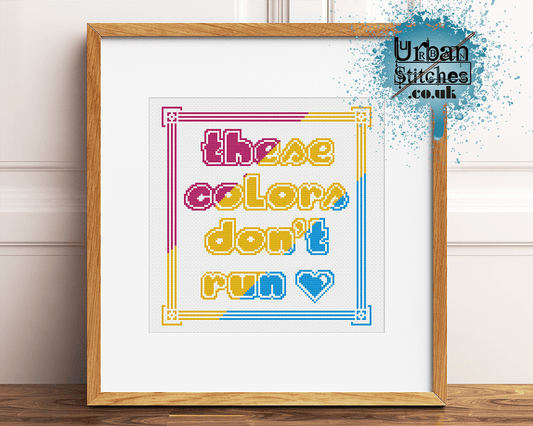 Pan pride LGBTQIA Flag Colours Cross Stitch pattern