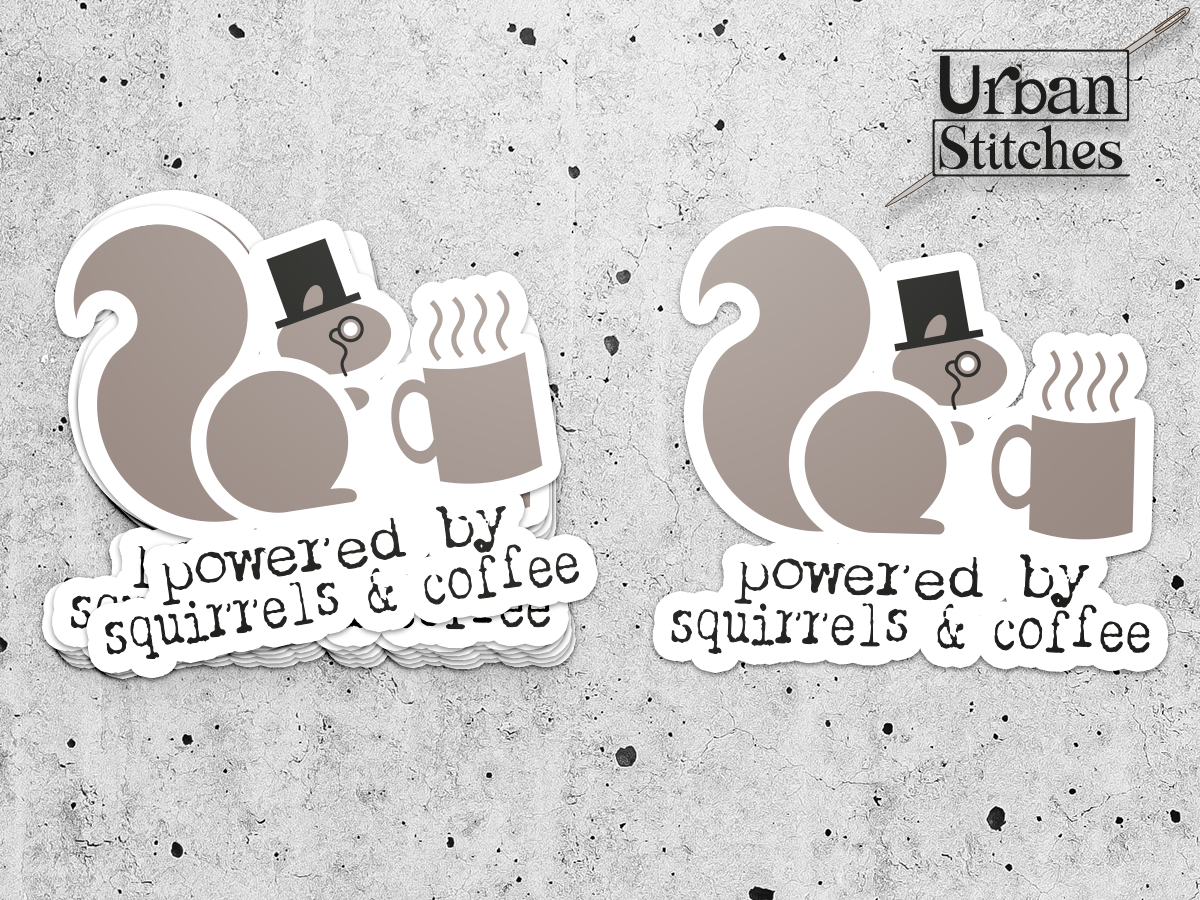 Powered By Squirrels & Coffee - sticker