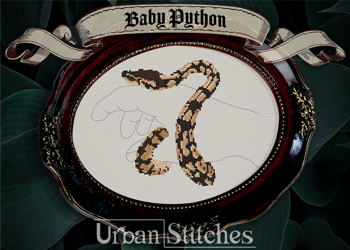 Baby Python Cross Stitch & Blackwork