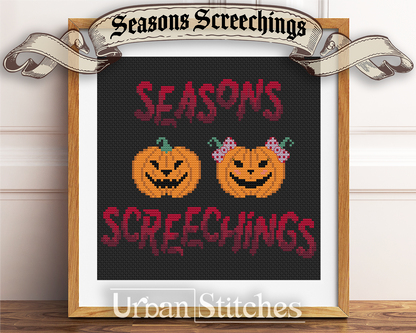 Seasons Screechings Halloween Pumpkin cross stitch