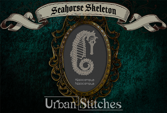 Seahorse Skeleton Faux Taxidermy Blackwork