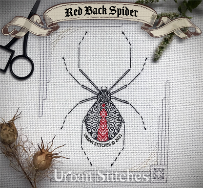 Red Back Black Widow Spider Blackwork