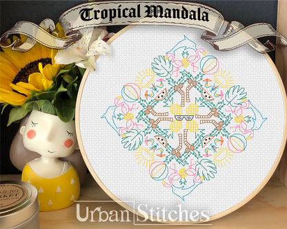 Tropical Black Snowflake Mandala pattern