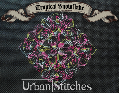 Tropical Black Snowflake Mandala pattern