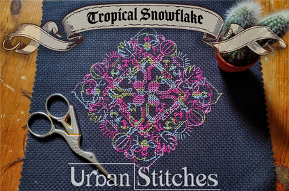 Tropical Black Snowflake Mandala pattern