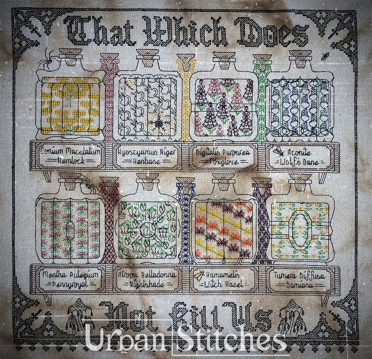 That Which Does Not Kill Us - Urban Stitches (stitch along) SAL - blackwork embroidery toxic plants Victorian gothic
