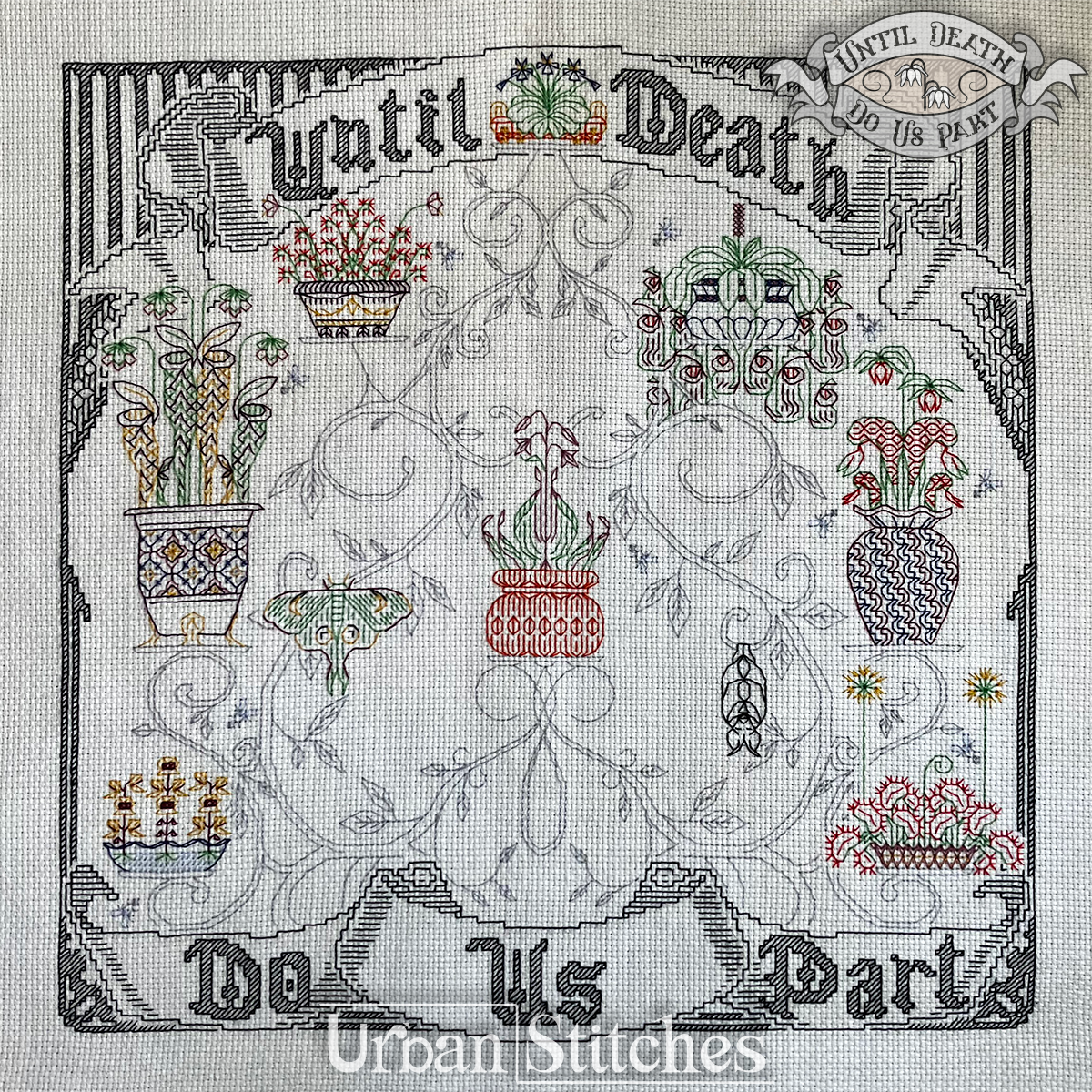 Until Death Do Us Part - Urban Stitches (stitch along) SAL - blackwork embroidery deadly plants Victorian gothic