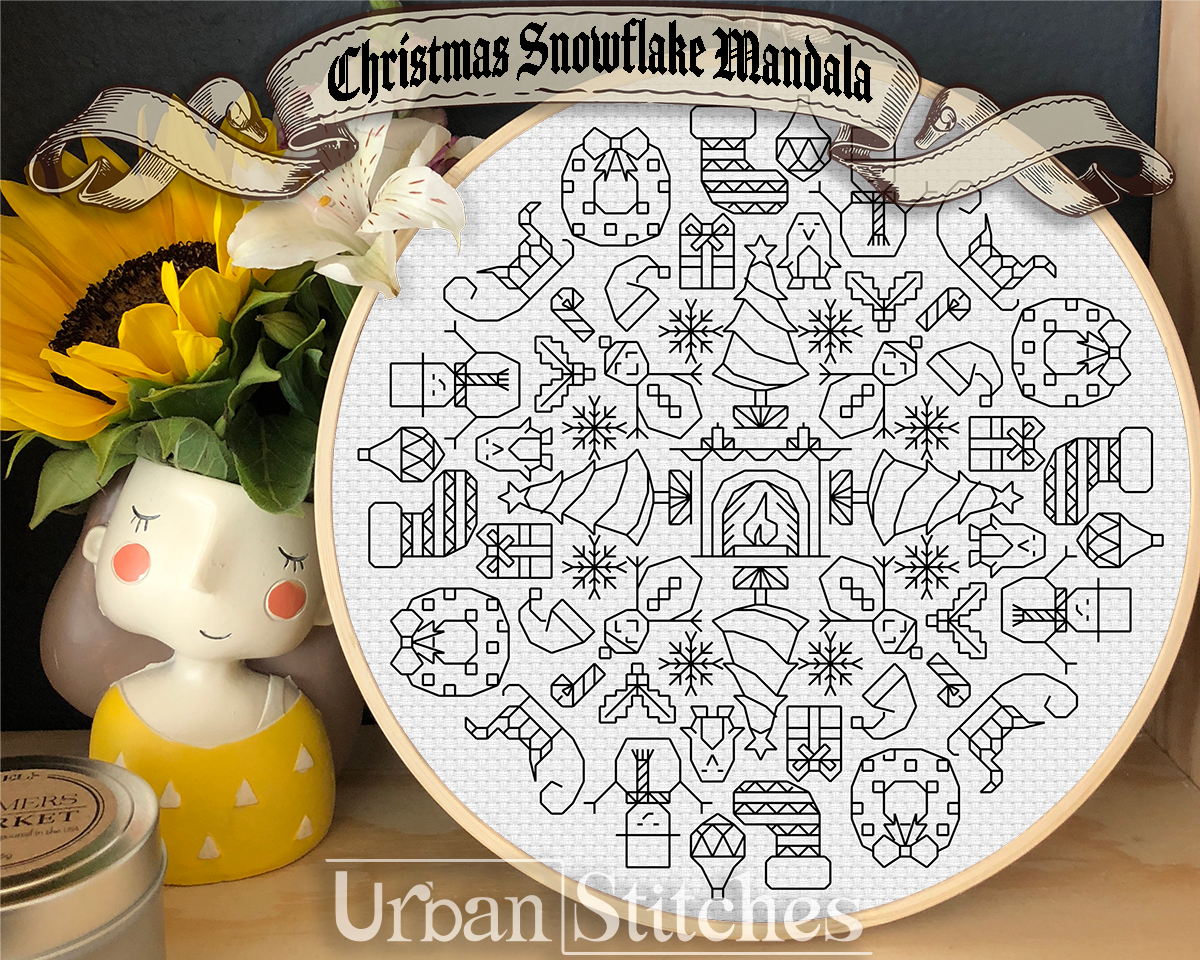 Christmas Snowflake Mandala Blackwork